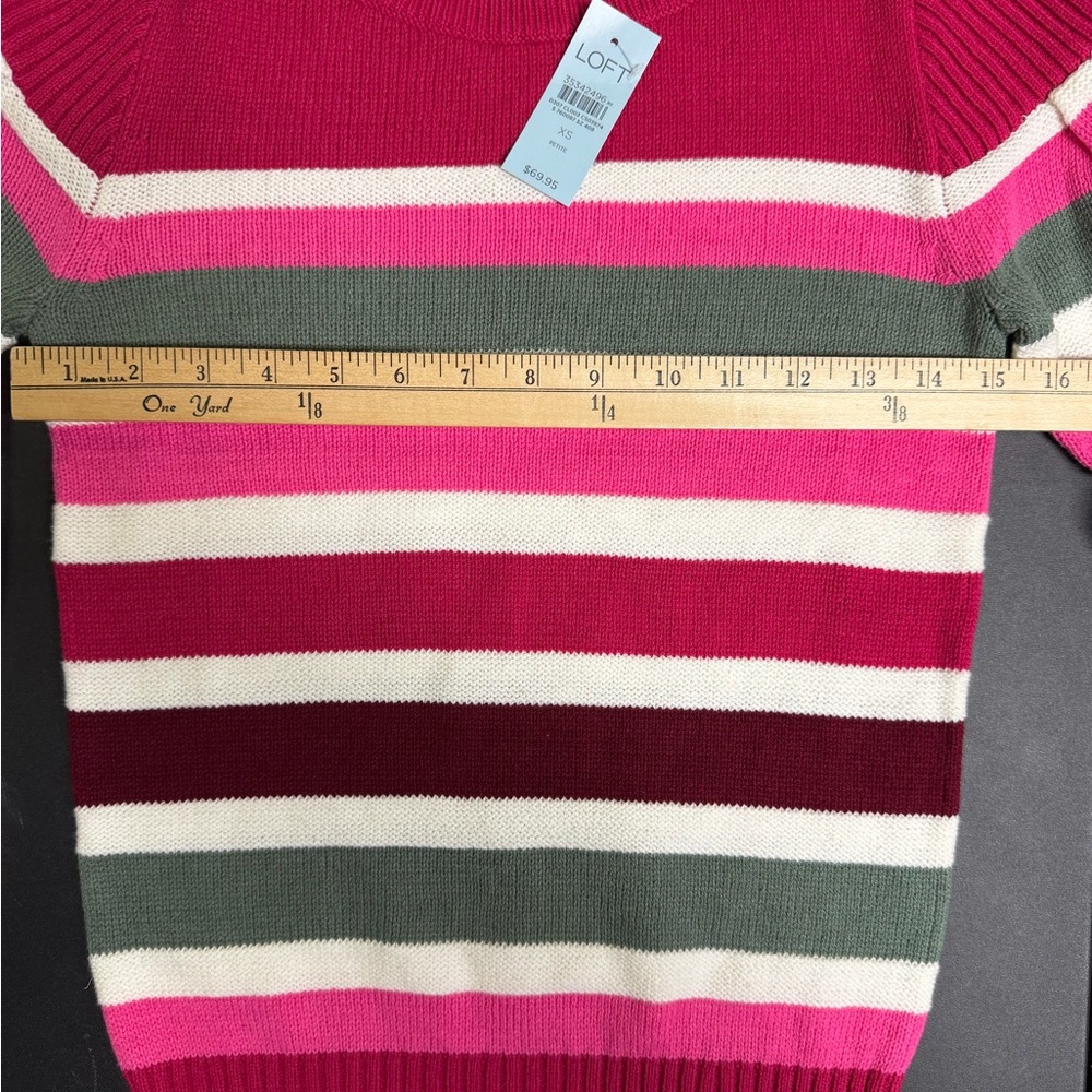 LOFT Colorful Striped Crew Neck Sweater NWT - Picture 11 of 14